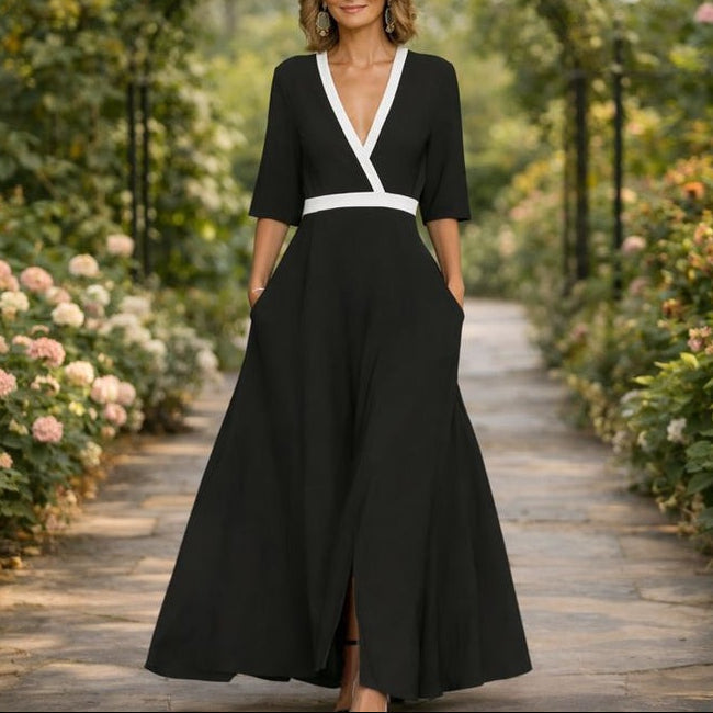 Eleonora - Robe longue douce à col en V