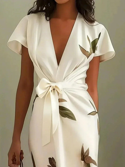 Michela - Robe portefeuille élégante à motif floral