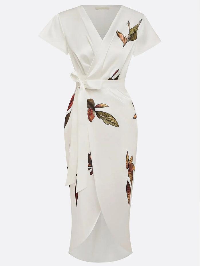 Michela - Robe portefeuille élégante à motif floral