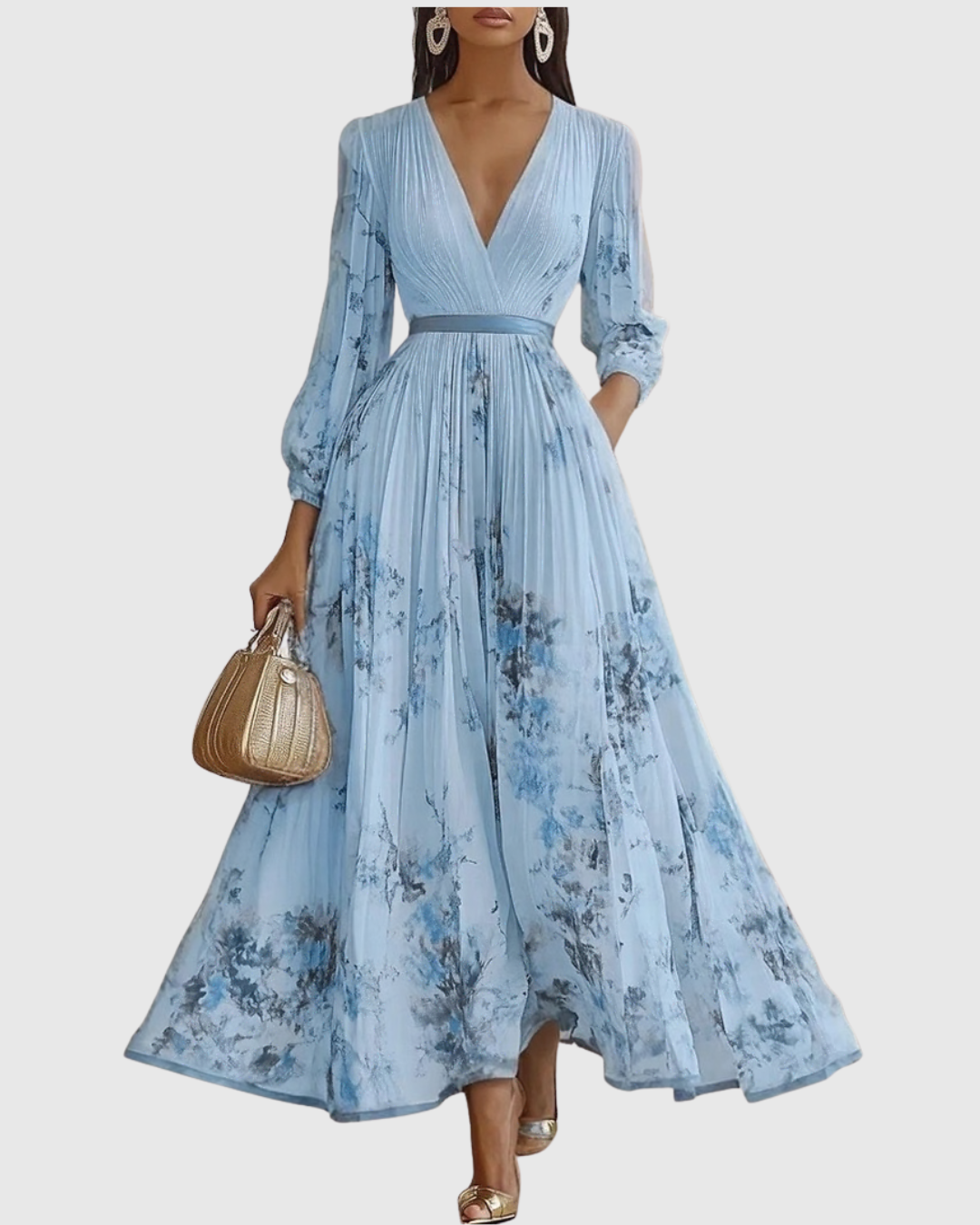 Paola - Robe maxi plissée élégante