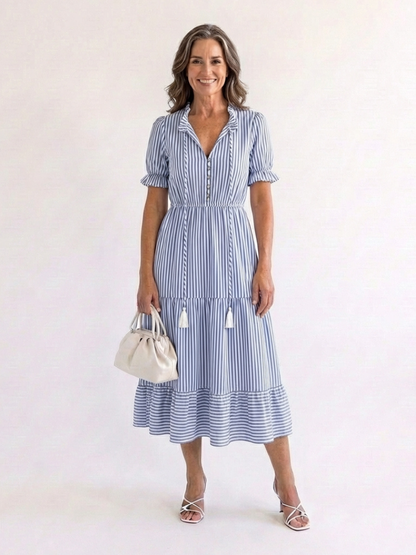 Dakota | Robe midi à manches courtes et à rayures