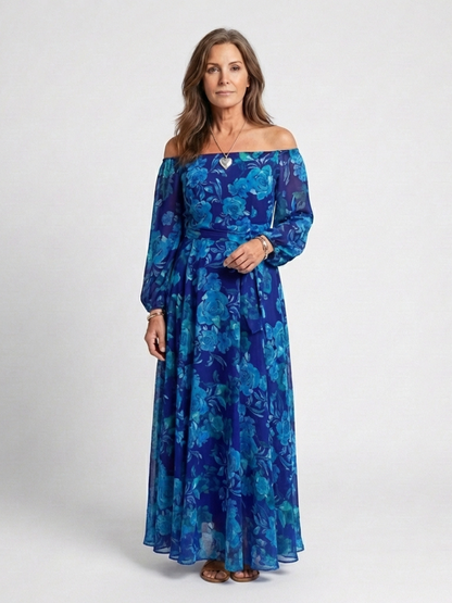 Aspen | Robe Maxi à Épaules Dénudées avec Fleurs