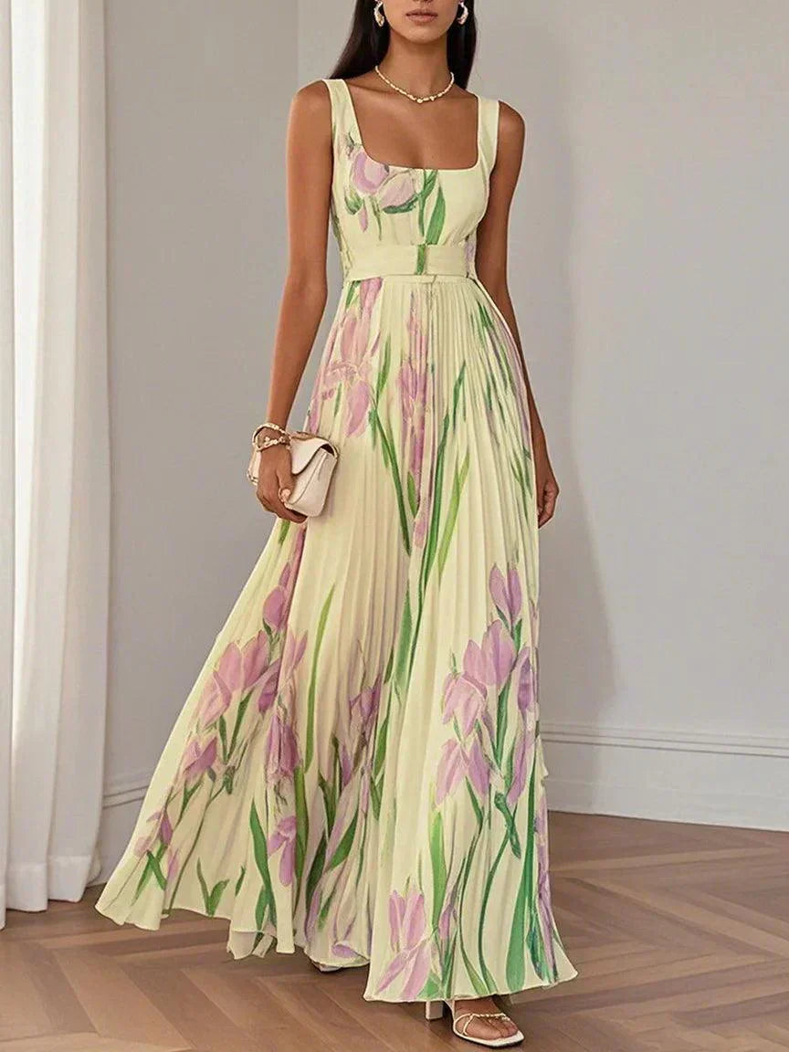 Olimpia - Robe longue en chiffon plissé