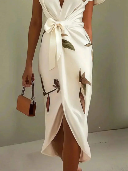 Michela - Robe portefeuille élégante à motif floral