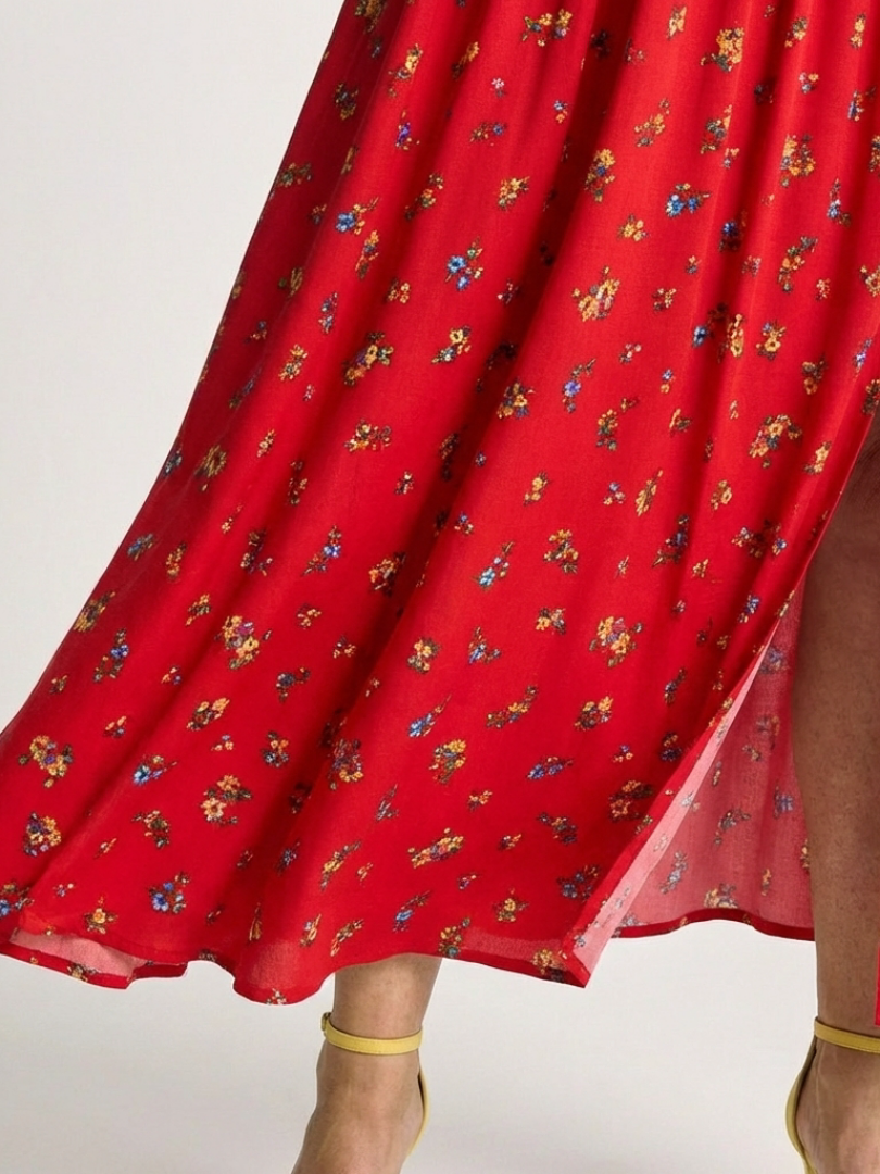 Delphine | Robe midi avec décolleté carré et motif floral