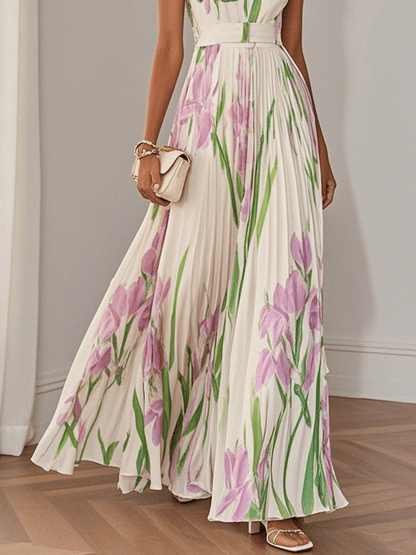 Olimpia - Robe longue en chiffon plissé
