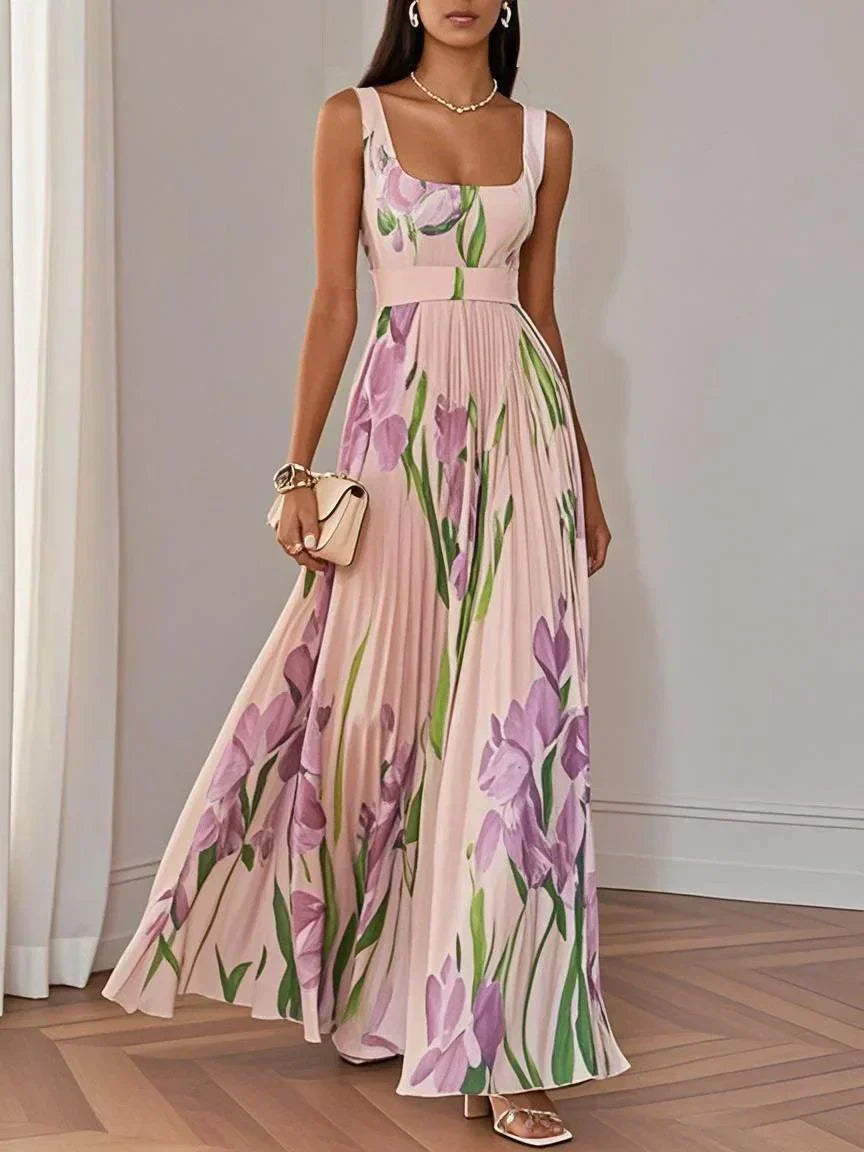 Olimpia - Robe longue en chiffon plissé