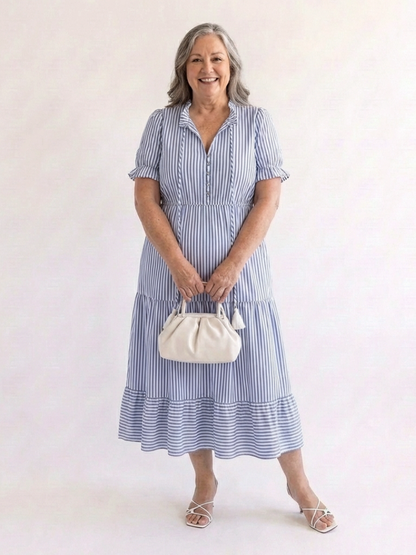 Dakota | Robe midi à manches courtes et à rayures