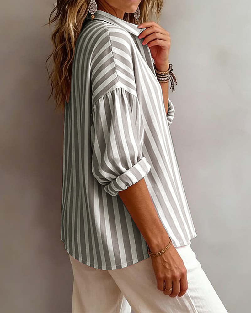 Blouse Rayée Ample À Col