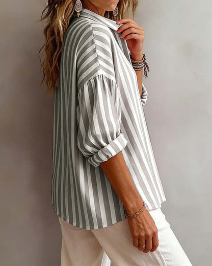 Blouse Rayée Ample À Col