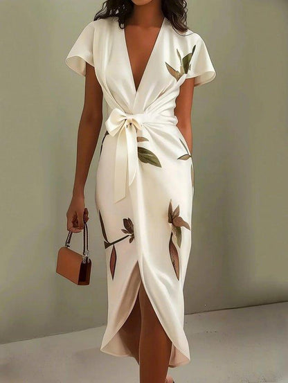 Michela - Robe portefeuille élégante à motif floral