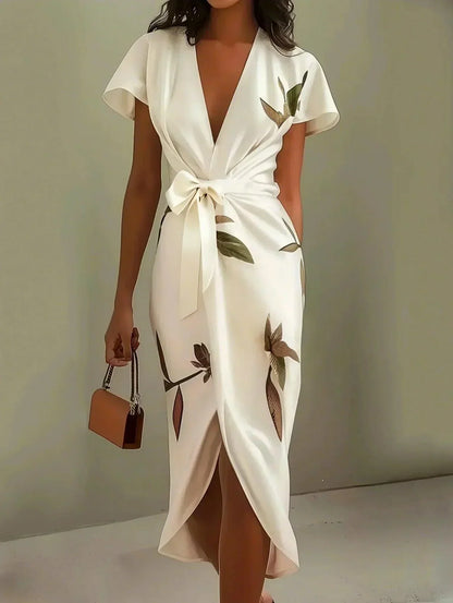 Michela - Robe portefeuille élégante à motif floral