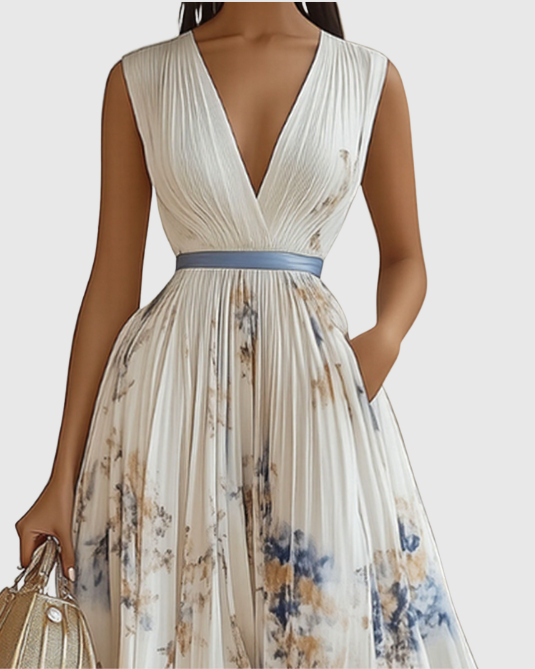 Paola - Robe maxi plissée élégante