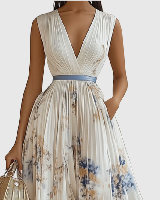 Paola - Robe maxi plissée élégante