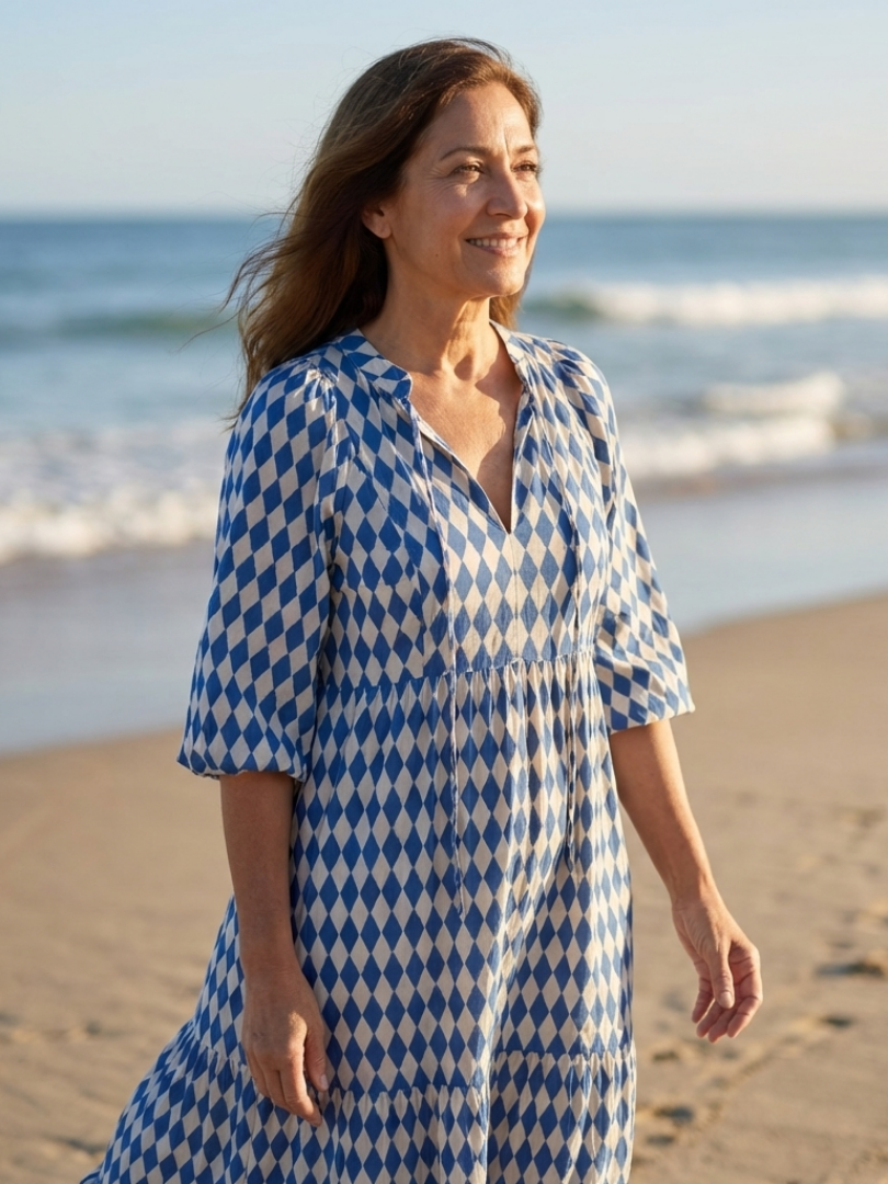 Elodie | Robe avec motif en diamant et jupe à volants