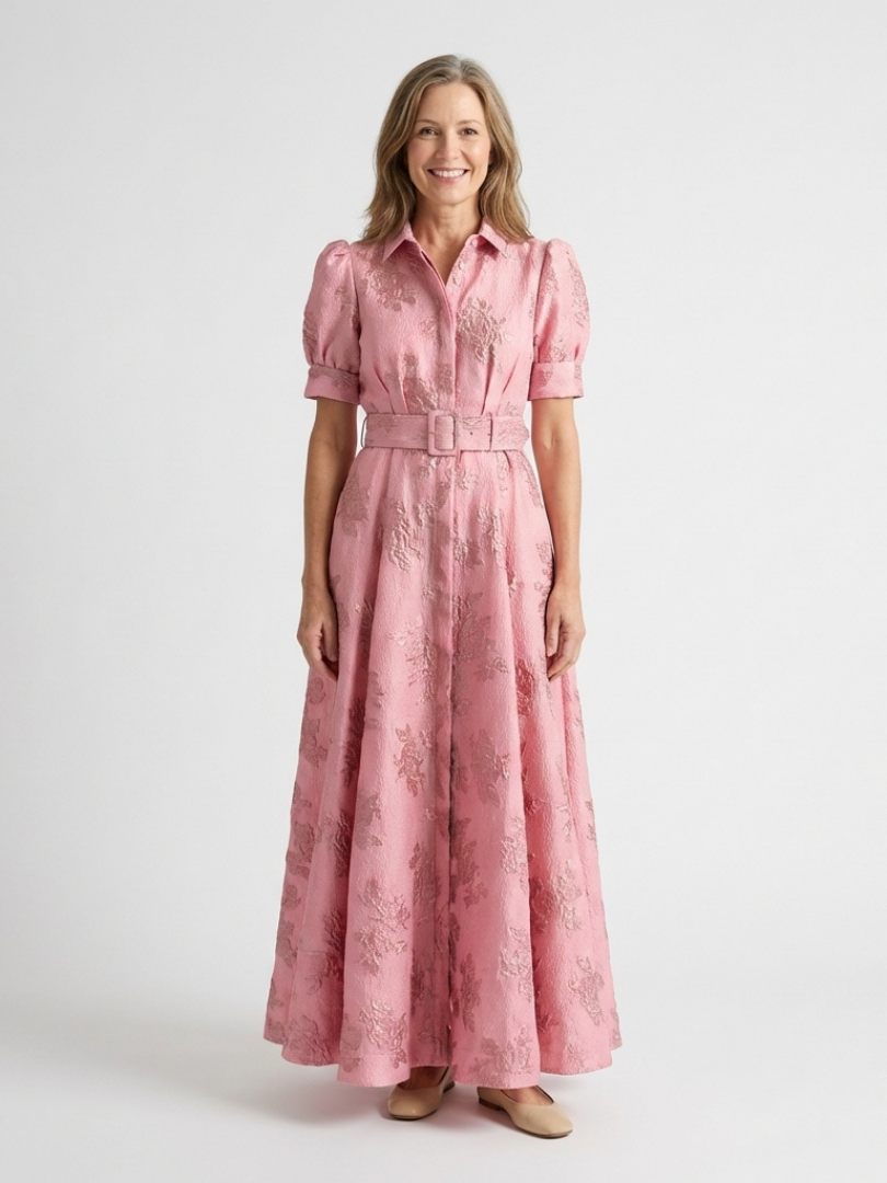 Xanthea | Robe maxi à manches courtes, cintrée, à motif floral