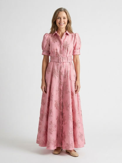 Xanthea | Robe maxi à manches courtes, cintrée, à motif floral