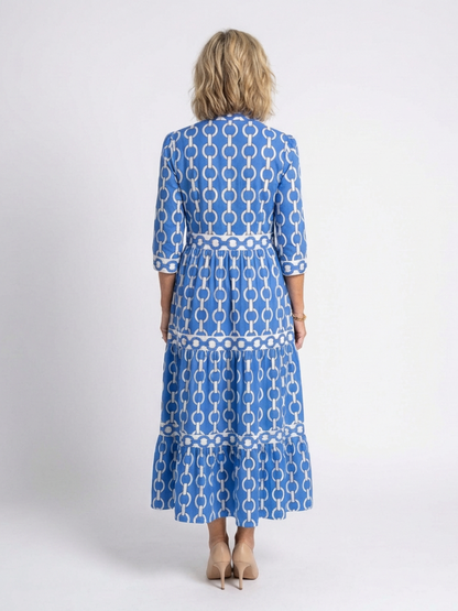 Ysolde | Robe midi à manches 3/4 et motif chaîne