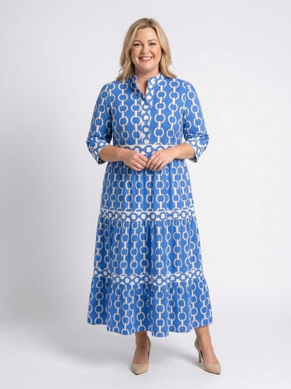 Ysolde | Robe midi à manches 3/4 et motif chaîne
