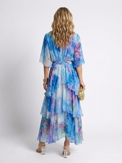 Calista | Robe maxi transparente à décolleté en V et ceinture nouée
