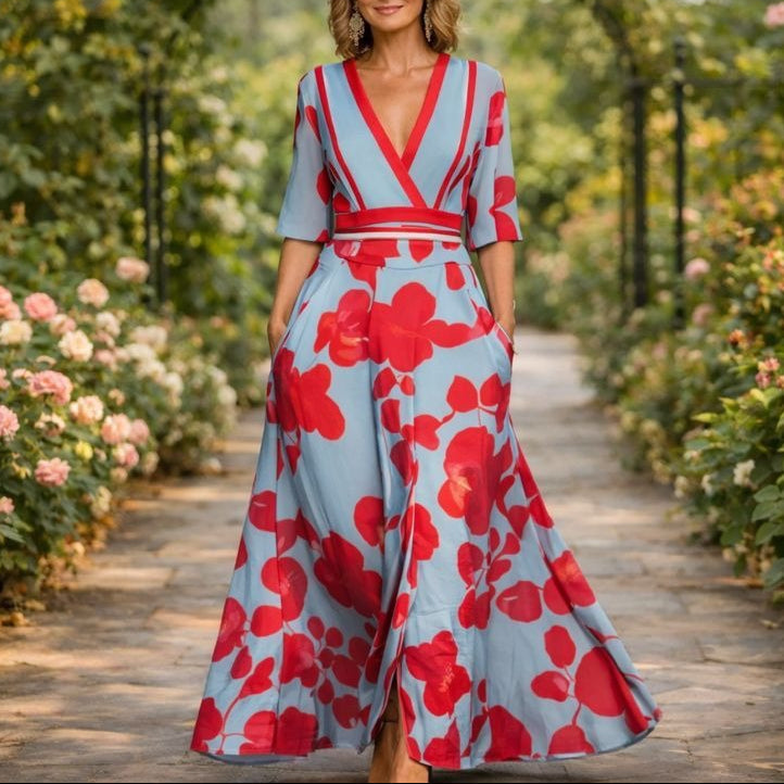 Eleonora - Robe longue douce à col en V