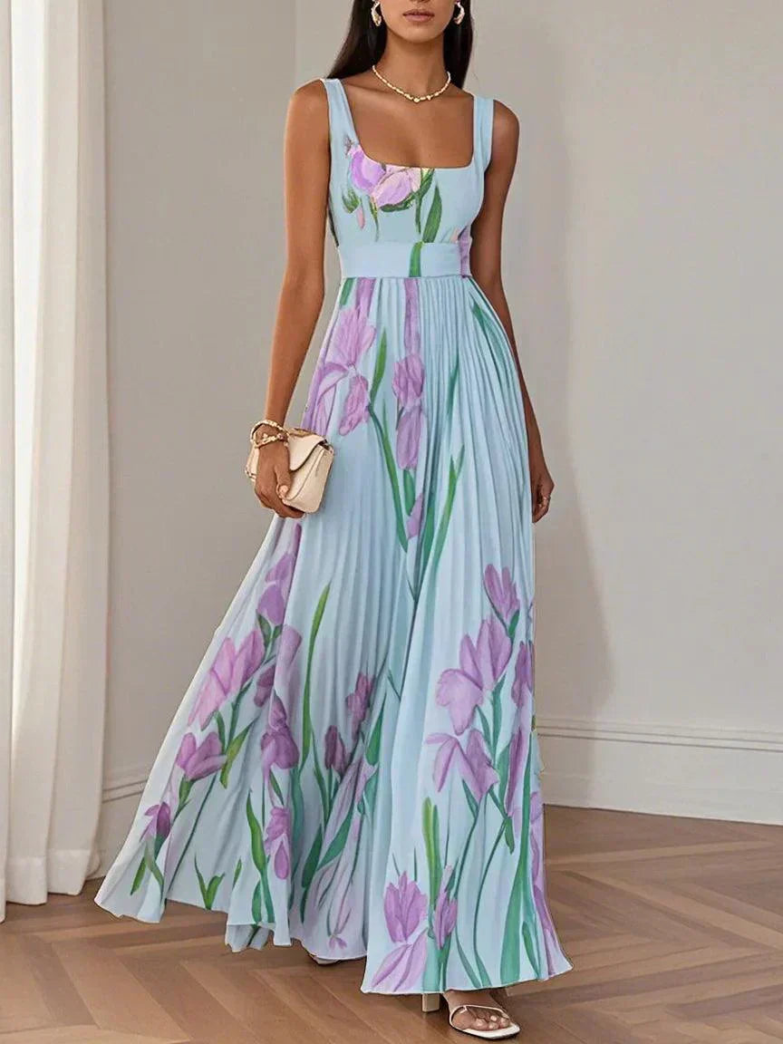 Olimpia - Robe longue en chiffon plissé