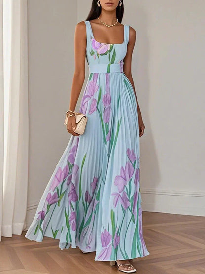 Olimpia - Robe longue en chiffon plissé