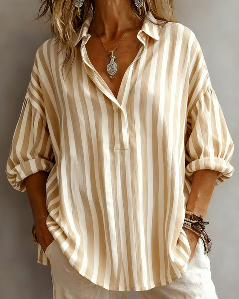 Blouse Rayée Ample À Col