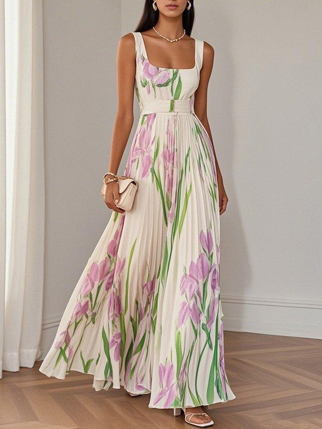 Olimpia - Robe longue en chiffon plissé