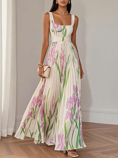 Olimpia - Robe longue en chiffon plissé