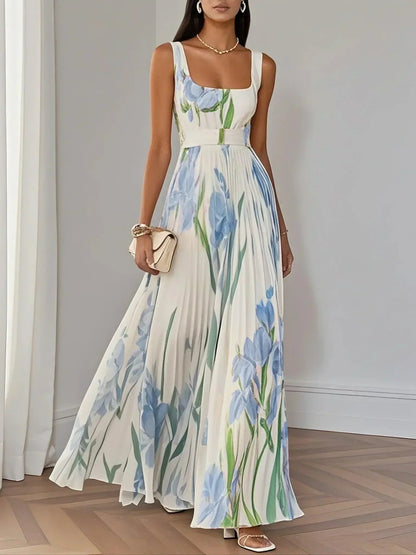 Olimpia - Robe longue en chiffon plissé