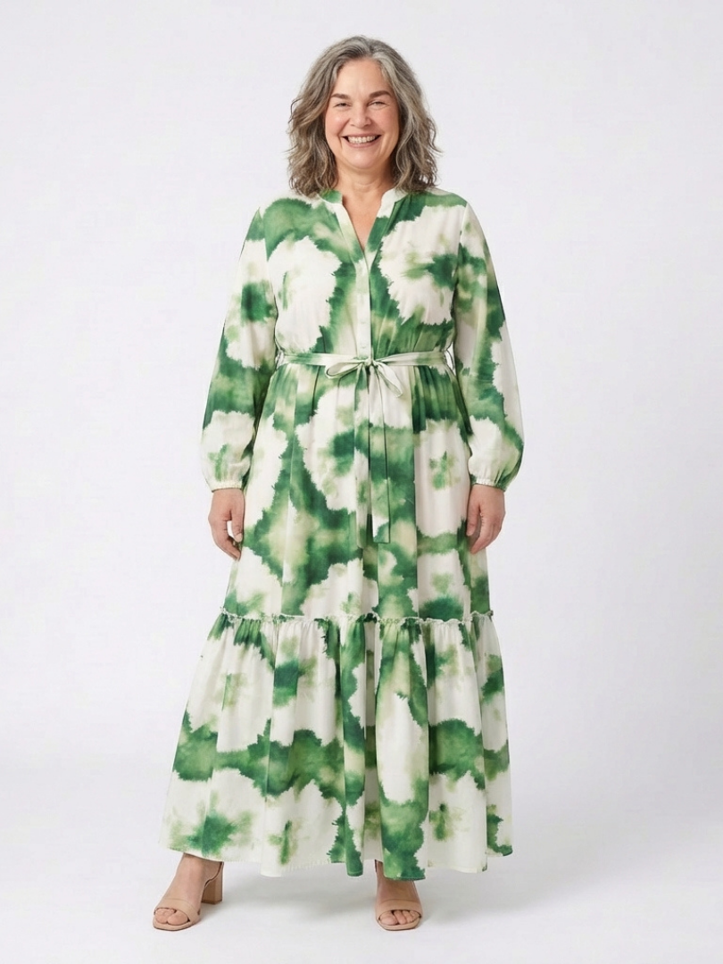 Sabine | Robe maxi à manches longues et nœud à la taille