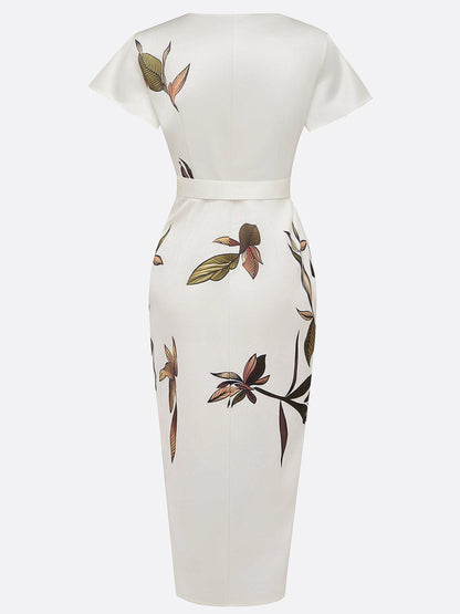 Michela - Robe portefeuille élégante à motif floral