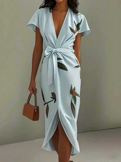 Michela - Robe portefeuille élégante à motif floral
