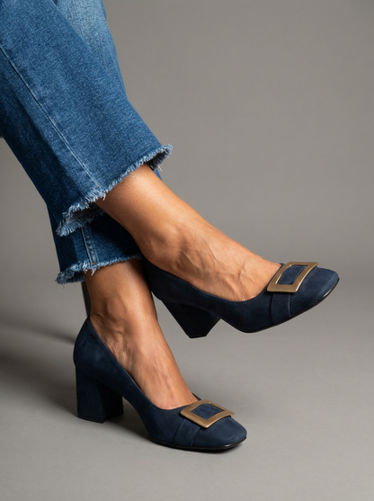 Capri Blu – talon large et stable avec boucle