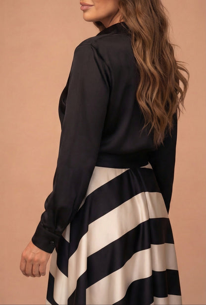 Sofia - Robe longue rayée avec dentelle