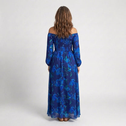 Aspen | Robe Maxi à Épaules Dénudées avec Fleurs