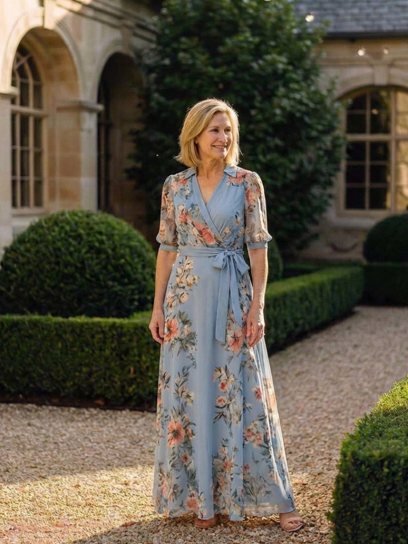 Elowen | Robe maxi à décolleté en V et motifs floraux